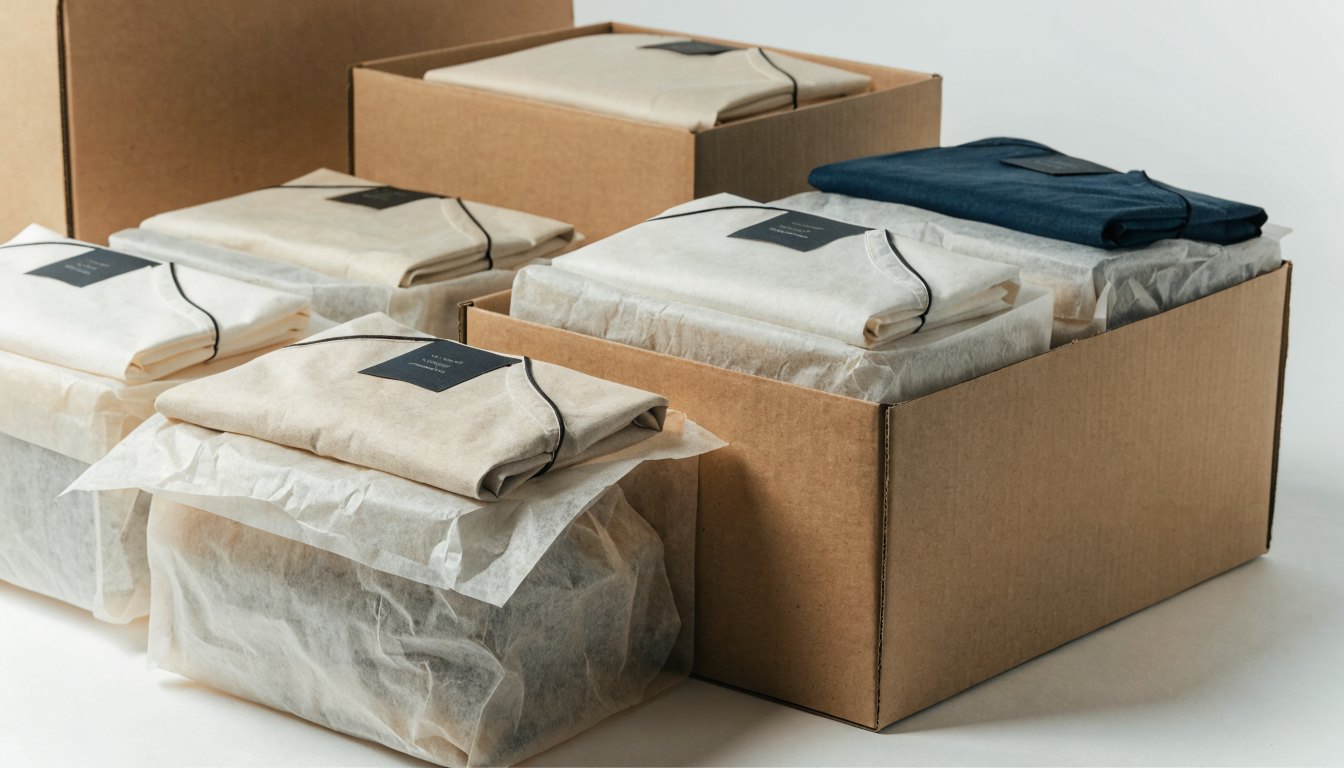 Anahtar teslim giyim üretiminde kumaştan paketlemeye hazır etiketli ürünler