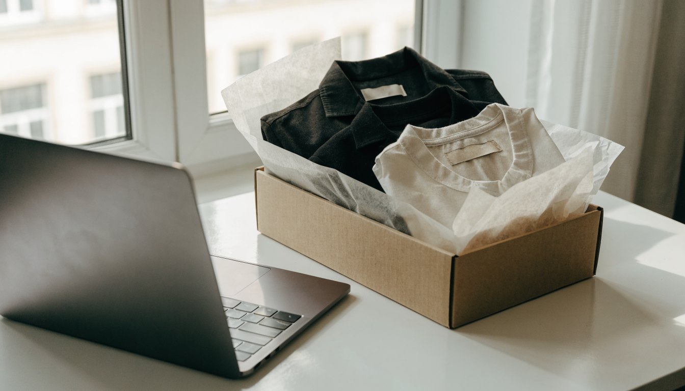 Shopier butiği için kendi marka etiketiyle hazırlanmış giyim ürünleri