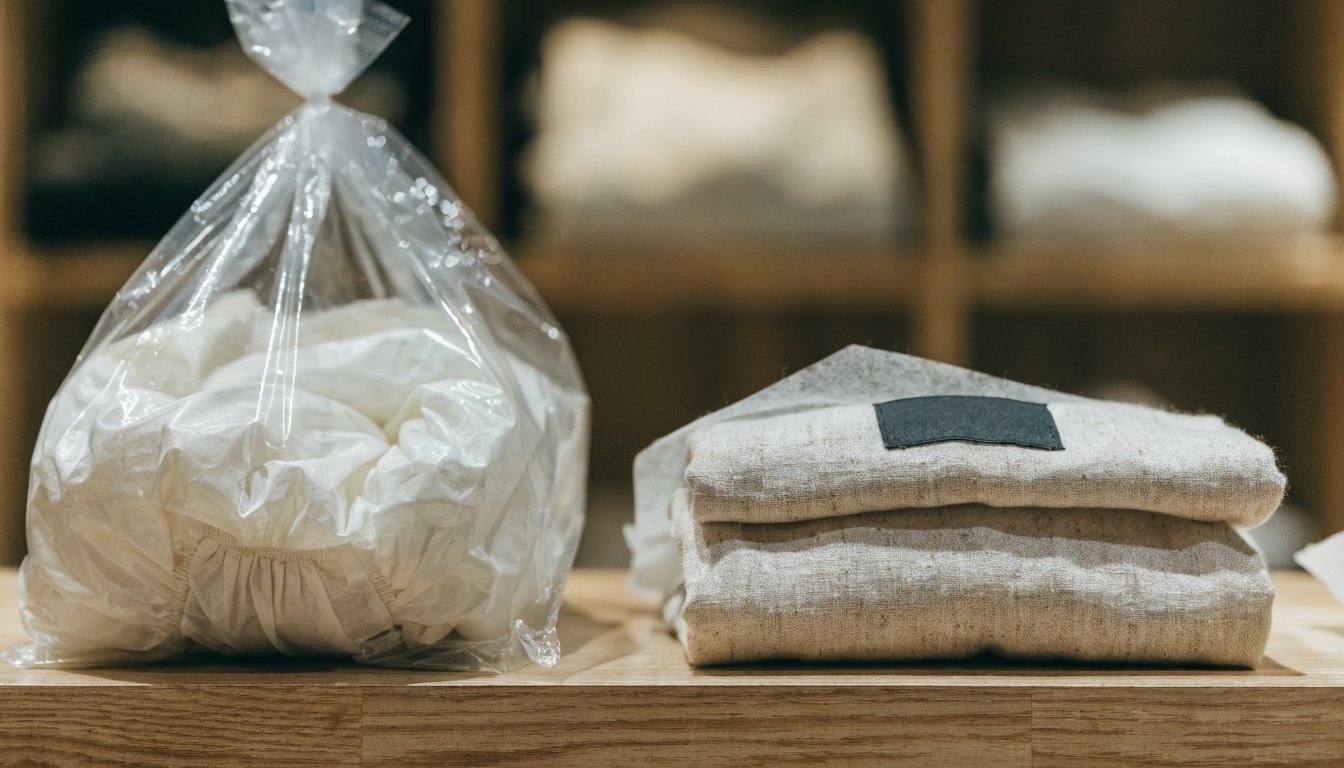 Toptan alınan ürün ile kendi etiketiyle üretilen ürünü karşılaştıran butik rafı