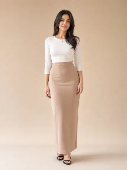 Beli Lastikli Krep Kalem Maxi Etek