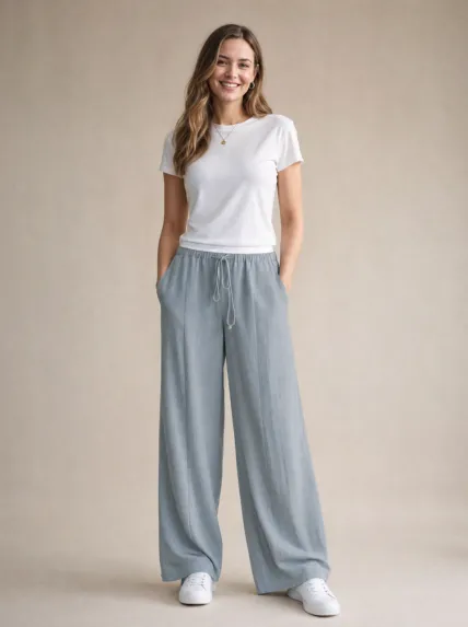 Crop Boy İspanyol Paça Pamuk Keten Pantolon
