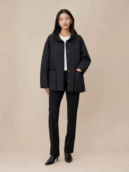 Dik Yaka Oversize Kapitone Kaban