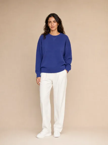 Düşük Omuz Salaş Üç İplik Sweatshirt