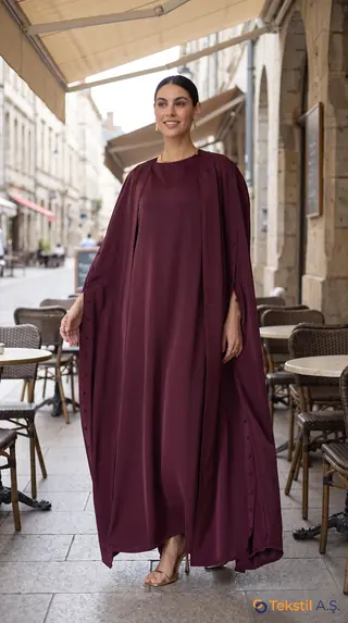 Medine İpeği Ön Açık Kaftan Takım