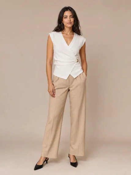 Metal Detaylı Anvelop Polyester Bluz