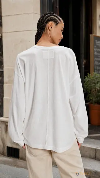 Oversize Uzun Kollu Pamuk Keten Bluz