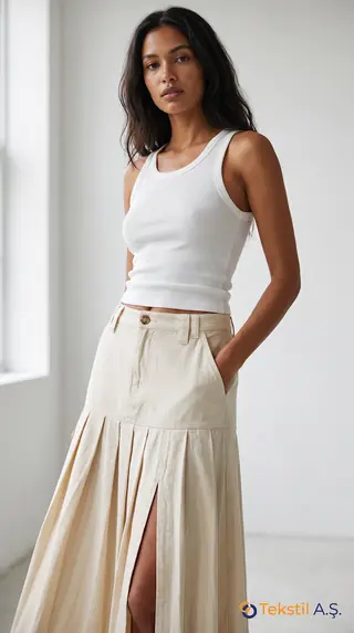 Pamuk Keten Chino Maxi Etek