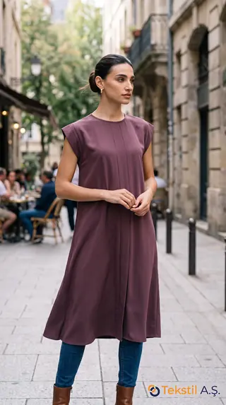 Pileli Krep İç Elbise Magenta