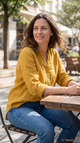 Retro Kesim Pamuk Keten Gömlek Tunik