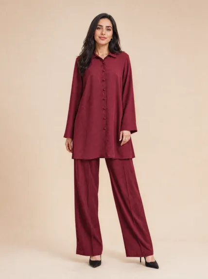Saten Bluz Pantolon Takım