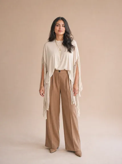 Uzun Püsküllü Denim Kimono