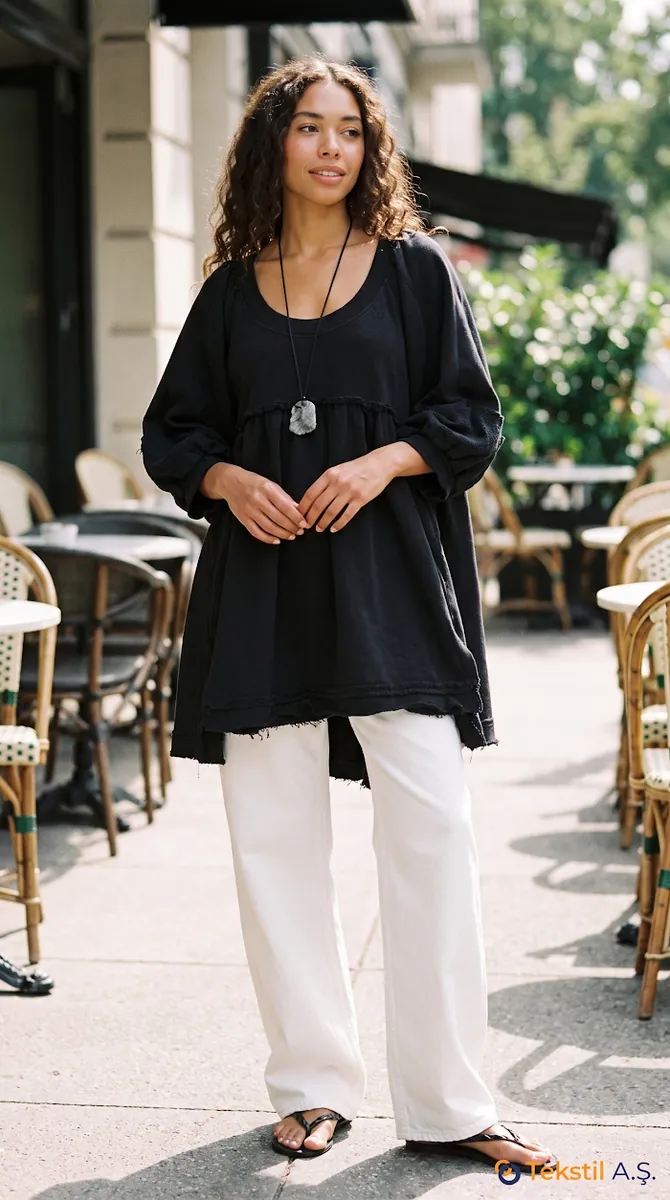 Babydoll Kesim Pamuk Keten Tunik