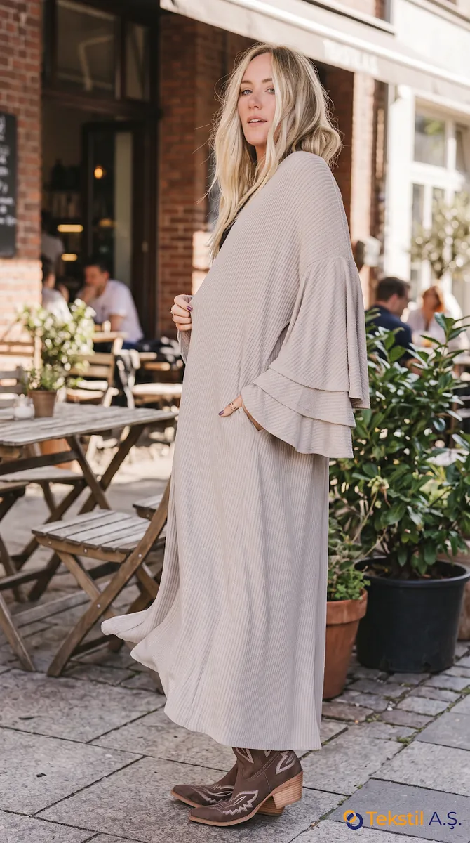 Fırfır Detaylı Kaşkorse Duster Hırka Toprak