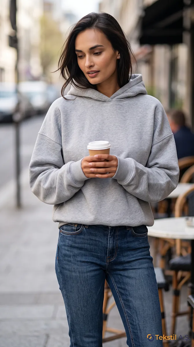 Kapüşonlu İki İplik Sweatshirt - Sweatshırt fason üretim