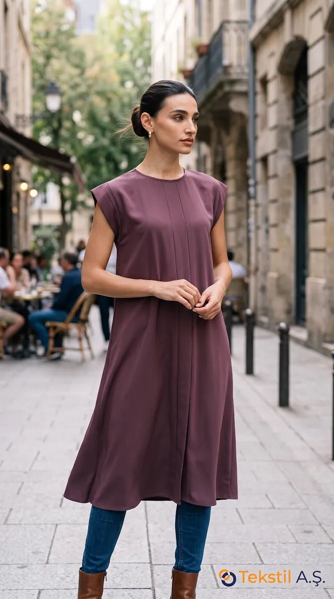 Pileli Krep İç Elbise Magenta - Elbise fason üretim