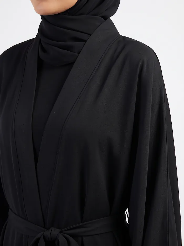 Uçuşan Medine İpeği Kimono Siyah - Kimono & Panço fason üretim görsel 3